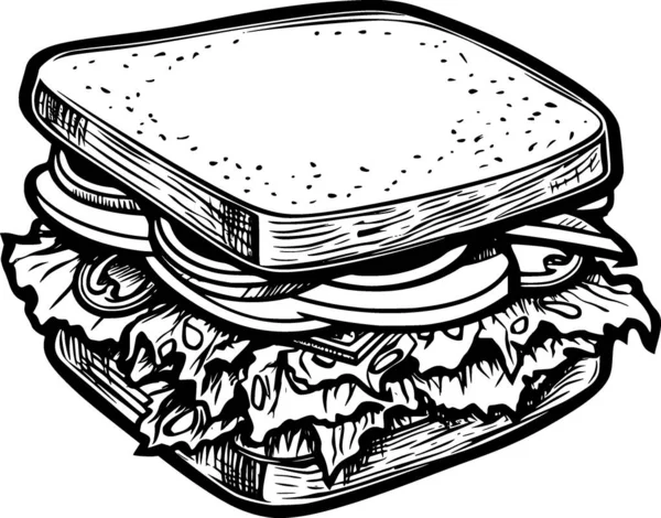 Sandwich Sketch Illustration Coloring Book — Stock Vector
