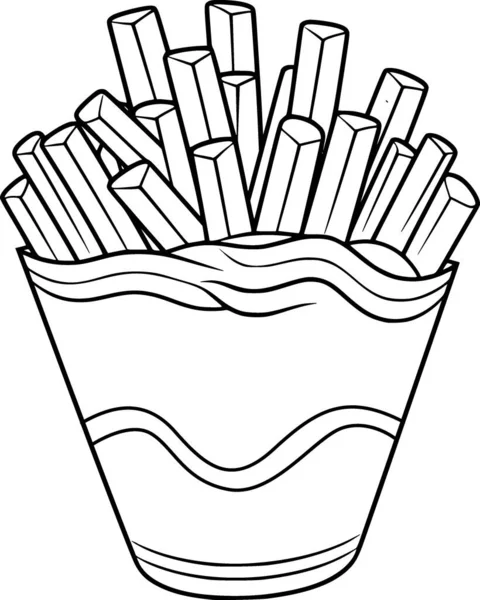 Black White Drawing French Fries Vector Graphics