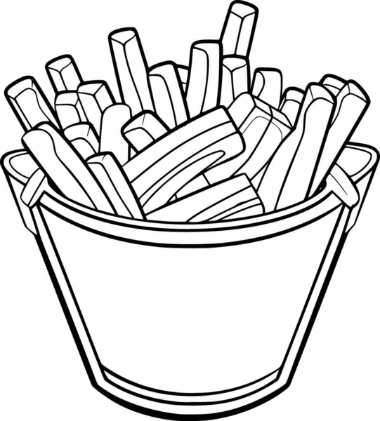 Black White Drawing French Fries Royalty Free Stock Vectors