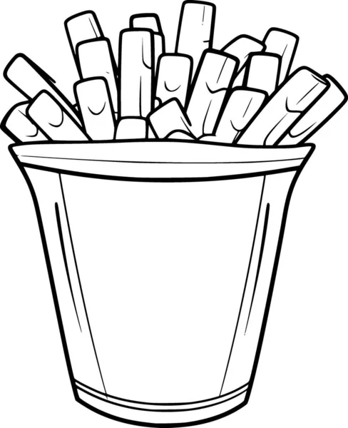 Black White Drawing French Fries Vector Graphics