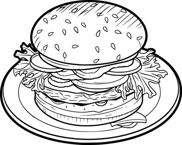Black White Drawing Burger Royalty Free Stock Illustrations