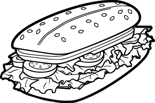 Black White Outline Drawing Hotdog — Stock Vector