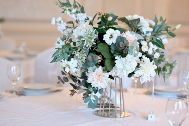 Wedding decorations. Holiday table decoration. Flowers