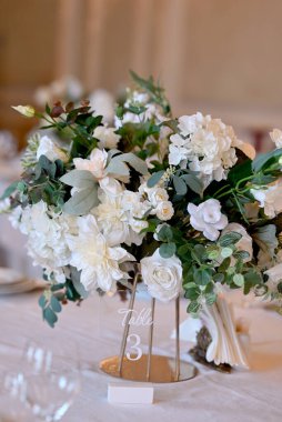 Wedding decorations. Holiday table decoration. Flowers
