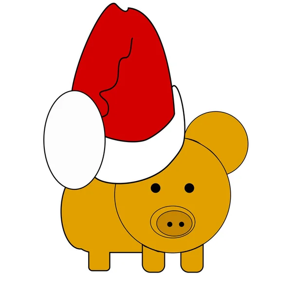 Christmas Sale Pig Shore Santa Claus Hat Isolated White Background — Stock Photo, Image