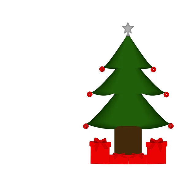 Χριστουγεννιάτικο Δέντρο Διακοσμήσεις Σούπερ Καλάθι Και Δώρα Χριστουγέννων — Φωτογραφία Αρχείου