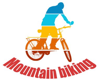 Bisikletli bir bisikletçinin renkli silueti.