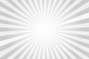 Güneş ışınları arka planı. Beyaz ve gri soyut çizgi roman deseni. Vektör patlaması soyut arkaplan çizgileri.