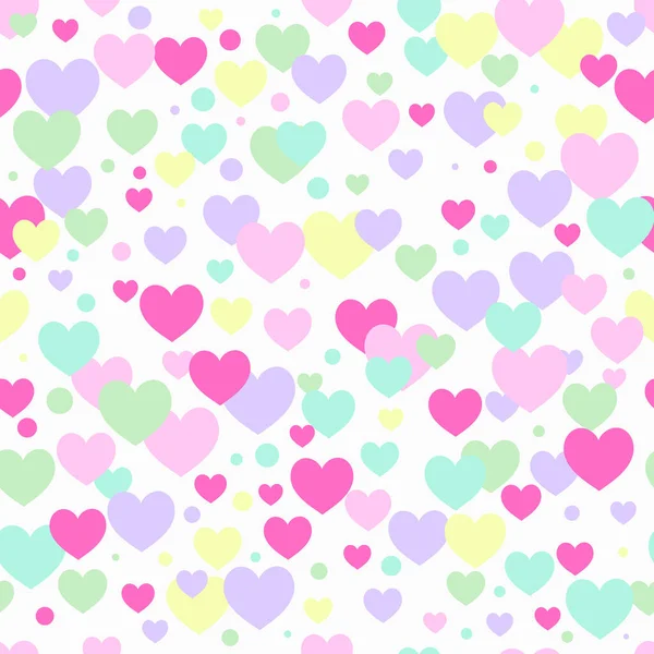 Gökkuşağı Kalpleri Pürüzsüz Arka Plan Sevimli Valentine Vektör Deseni — Stok Vektör