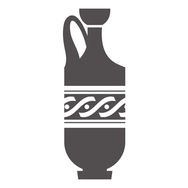 Greek Vase Silhouette Ancient Amphora Pot Meander Pattern Glyph Illustration — Stockvektor