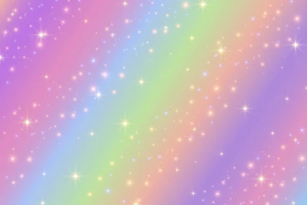 레인보우 판타지 그림자같은 색깔의 홀로그램 귀여운 만화의 이빛나는 색상의 일러스트 — 스톡 벡터