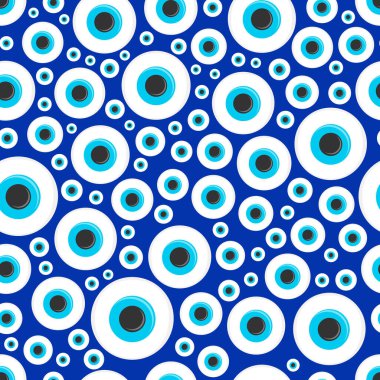 Evil eye ethnic pattern. Mystic greek blue amulet. Turkish traditional print. Symbol of protection. Vector seamless background