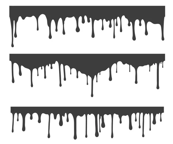 stock vector Melted drips and liquid paint drops. Current chocolate, ink, honey or syrup. Oil and cream blobs. Vector seamless border