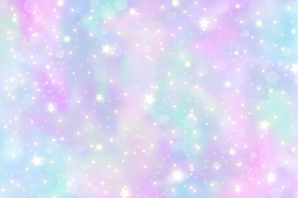 Duhové Pozadí Jednorožce Pastel Gradient Barva Oblohy Třpytivými Hvězdami Magický — Stockový vektor