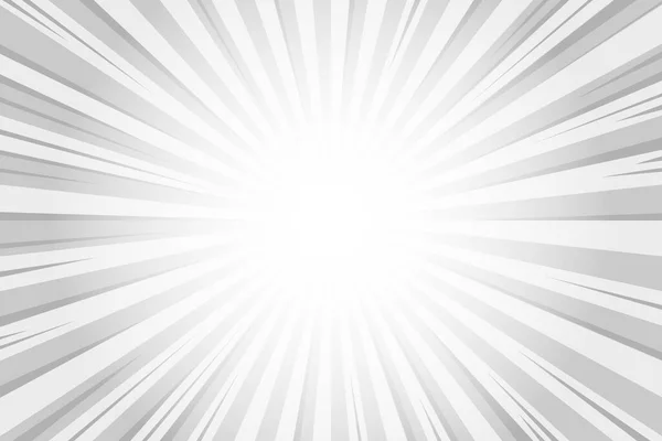 Rayons Soleil Fond Motif Comique Abstrait Radial Blanc Gris Explosion — Image vectorielle