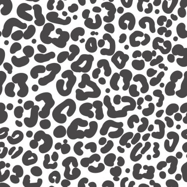 Leopard skin seamless pattern. Cheetah black and white print. Jaguar monochrome abstract ornament. Vector design