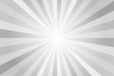 Güneş ışınları arka planı. Beyaz ve gri soyut çizgi roman deseni. Vektör patlaması soyut arkaplan çizgileri.
