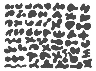 Organic abstract shapes. Liquid organic blobs. Random black simple drops. Fluid vector elements set isolated on white background. clipart