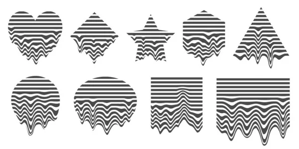 Arızalı Siberpunk Geometrik Şekiller Soyut Grafik Tasarım Elementleri Fütürist Erimiş — Stok Vektör