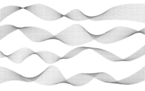 Lignes Ondulées Abstraites Demi Tons Sur Fond Blanc Courbe Écoulement — Image vectorielle