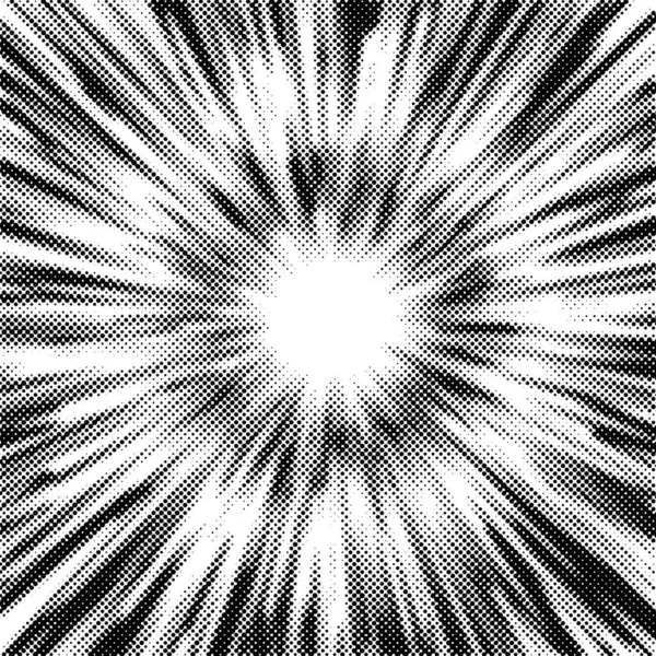 放射状の半分の線の背景 漫画のドット柄 日光やバンバンバーストで漫画のズーム効果 ベクトル — ストックベクタ