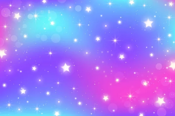 彩虹独角兽的背景少女公主的天空闪烁着星光 渐变的全息幻想背景 矢量抽象彩虹纹理 — 图库矢量图片
