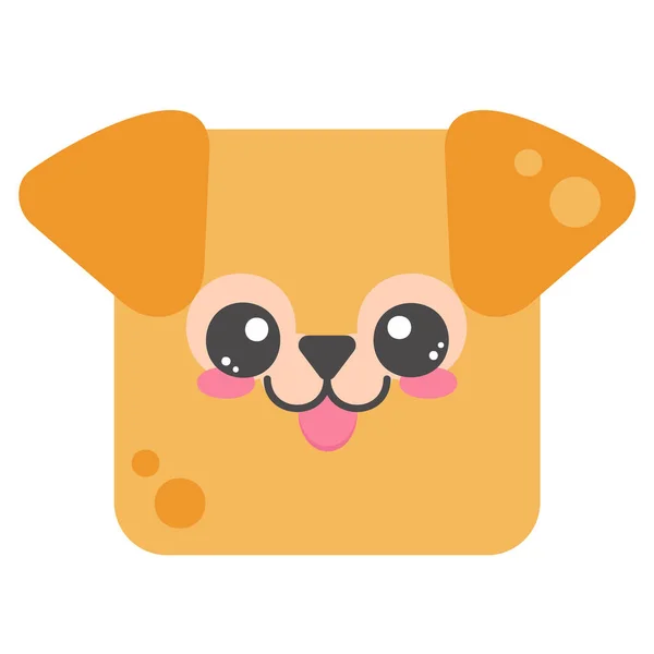 Cute Square Dog Face Cartoom Head Animal Character Minimal Simple — Stock Vector