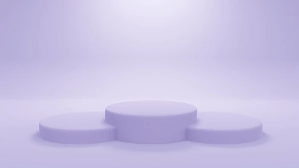 紫色讲台3D背景 紫罗兰产品基座和舞台为工作室展示 轻便的胶水模型与圆形平台的演示 现实的说明 — 图库照片