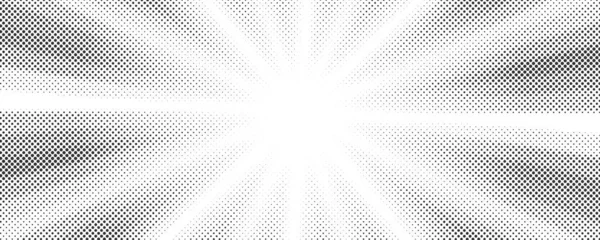 Sun Rays Halftone Background White Grey Radial Abstract Comic Pattern — Stockvector