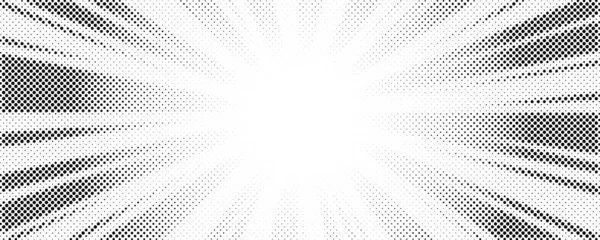 Sun Rays Halftone Background White Grey Radial Abstract Comic Pattern — Vettoriale Stock