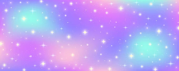 Rainbow Pastel Background Unicorn Sky Glittering Sky Candy Galaxy Watercolor — Wektor stockowy