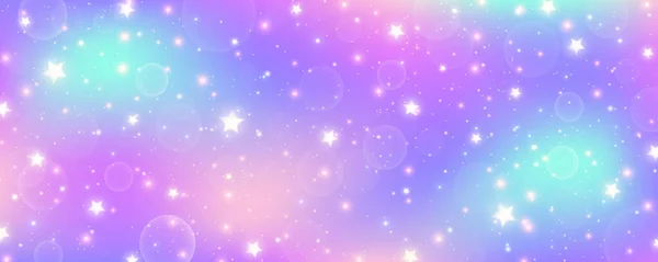 Rainbow Pastel Background Unicorn Sky Glittering Sky Candy Galaxy Watercolor — Stock Vector