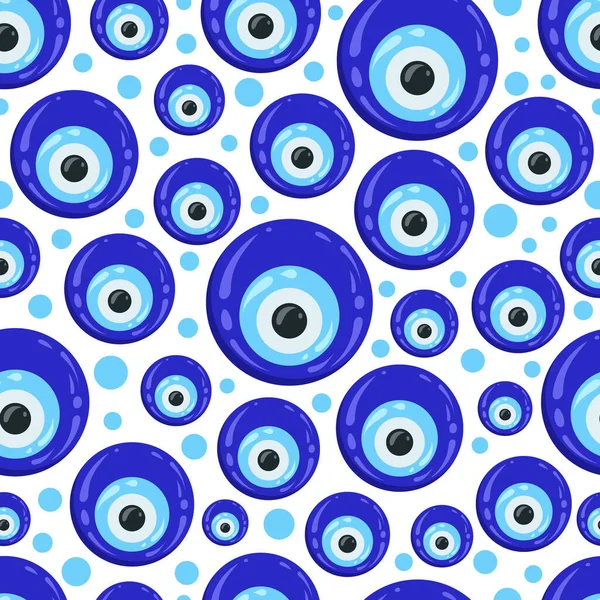 Погана Картина Очей Грецькі Намистинки Турецько Синій Назар Безшовного Фону — стоковий вектор