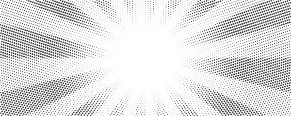 Sun Rays Halftone Background White Grey Radial Abstract Comic Pattern — ストックベクタ