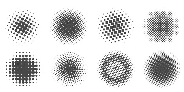 Cercle Points Avec Motif Demi Teinte Fond Gradient Rond Éléments — Image vectorielle