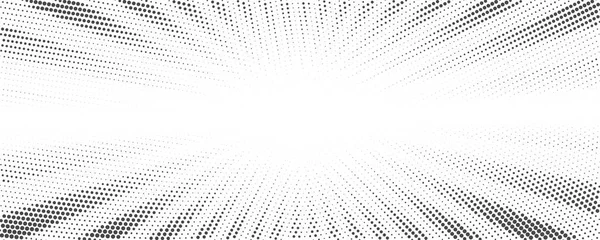 Sun Rays Halftone Background White Grey Radial Abstract Comic Pattern — ストックベクタ