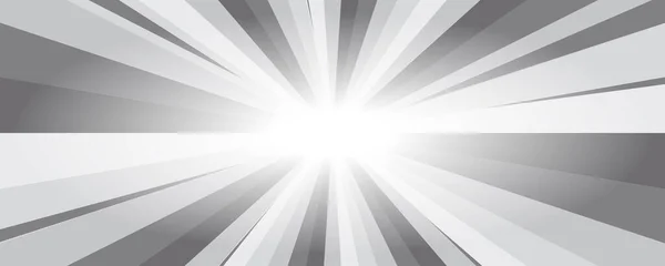 Rayons Soleil Fond Motif Comique Abstrait Radial Blanc Gris Explosion — Image vectorielle