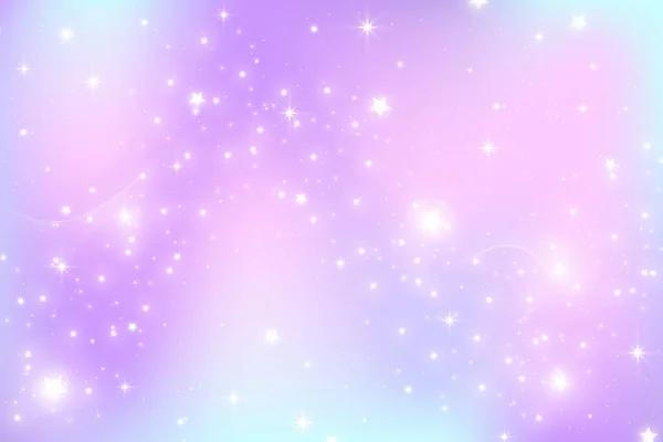 彩虹独角兽的背景柔和的渐变色的天空闪烁着闪亮的星光 神奇的粉色星系空间 矢量仙子抽象模式 — 图库矢量图片
