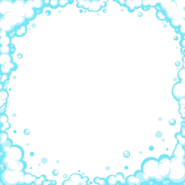 Seifenschaum Mit Blasen Rahmen Aus Cartoon Shampoo Und Rasierschaum Wolken — Stockvektor