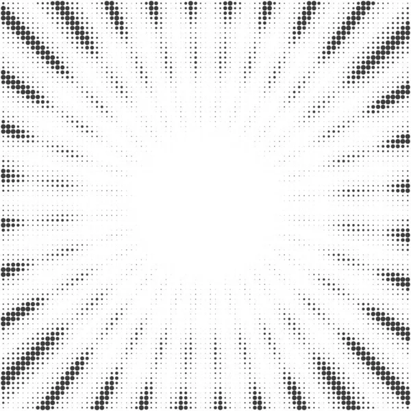 Sun Rays Halftone Background White Grey Radial Abstract Comic Pattern — Stockvector