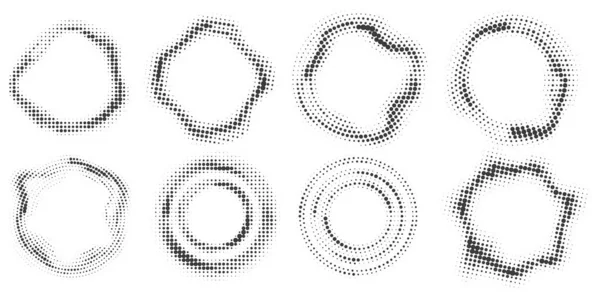 Точечный Рисунок Круга Абстрактный Полутоновый Раунд Векторная Рамка Случайной Градацией — стоковый вектор