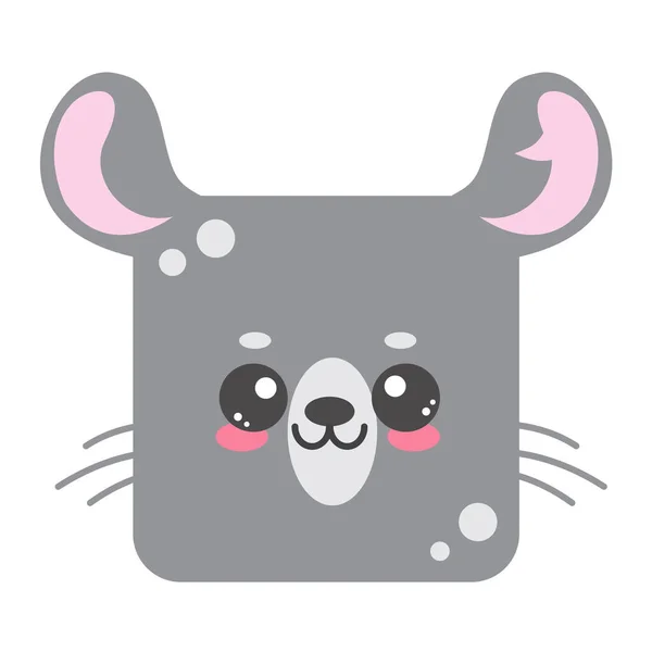 Cara Rato Quadrado Bonito Cabeça Desenho Animado Caráter Animal Design —  Vetores de Stock
