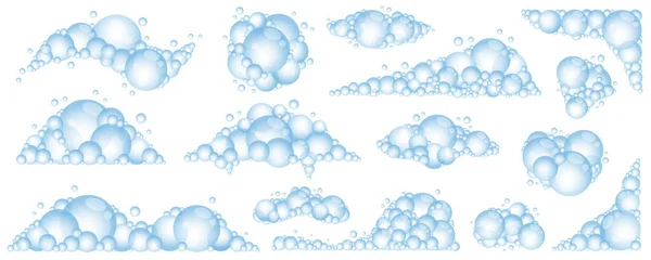 Soap Foam Bubbles Cartoon Bath Suds Shampoo Vector Illustration Isolated — Stock Vector