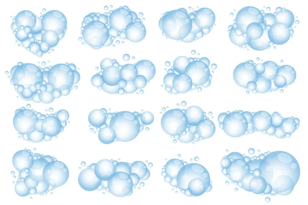 石鹸泡泡 シャンプーの漫画のバススズ 白を基調としたベクトルイラスト — ストックベクタ