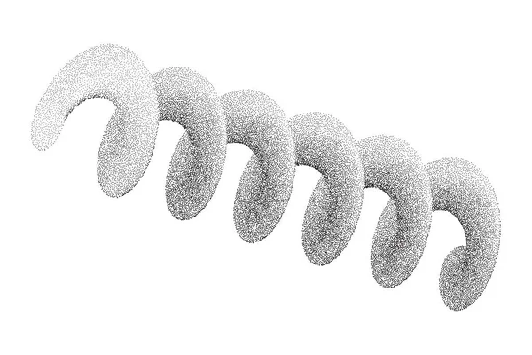 ノイズの質感を持つ粒状の春 白い背景に隔離された点線状の曲線の螺旋 影付きベクトルグラデーション形状 — ストックベクタ