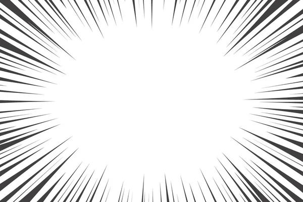 Comic Manga Radiallinien Mit Geschwindigkeitseffekt Für Comics Schwarz Weiß Explosionshintergrund — Stockvektor