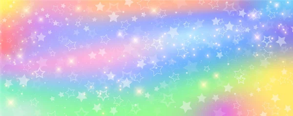 Fond Arc Ciel Licorne Avec Des Étoiles Scintillantes Mignon Motif — Image vectorielle