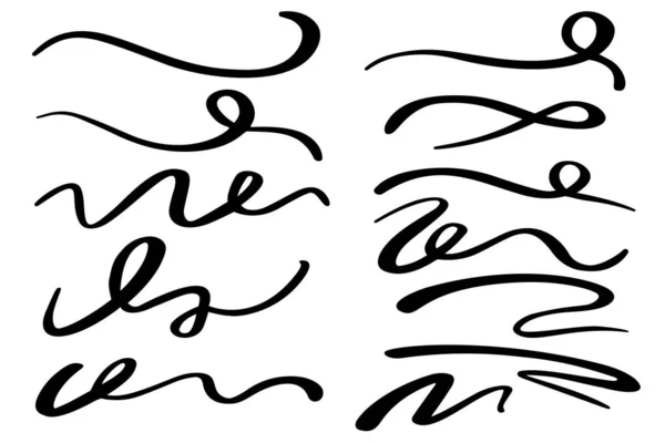 Swashes Swoops Swishes Calligraphy Signs Underlines Hand Drawn Strokes Vector — Stockvektor