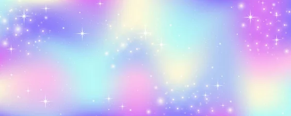 Pink Unicorn Sky Stars Cute Purple Pastel Background Fantasy Dreaming — Stock Vector