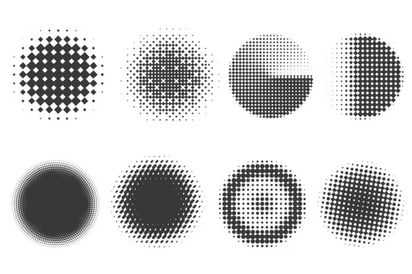 Cercle Points Avec Motif Demi Teinte Fond Gradient Rond Éléments — Image vectorielle